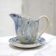 Series of 3 cups, a milk jar and 4 antique porcelain saucers