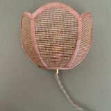 Vintage lampshade wall light in pink natural material