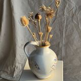 Carafe blanche peinte bouquet bleu et jaune H22