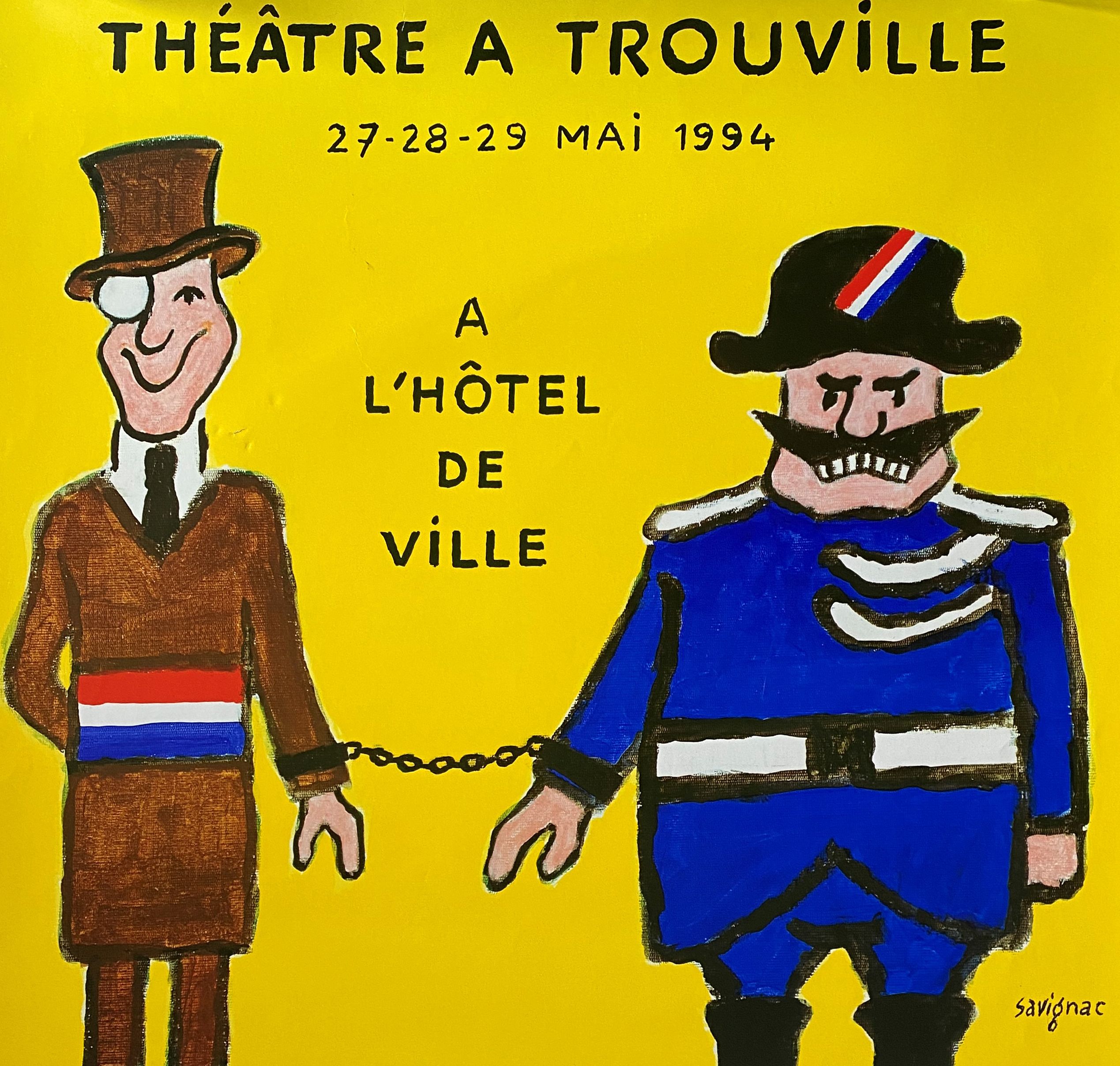 Original poster "Theatre in Trouville Courteline" Savignac 49x61cm 1994