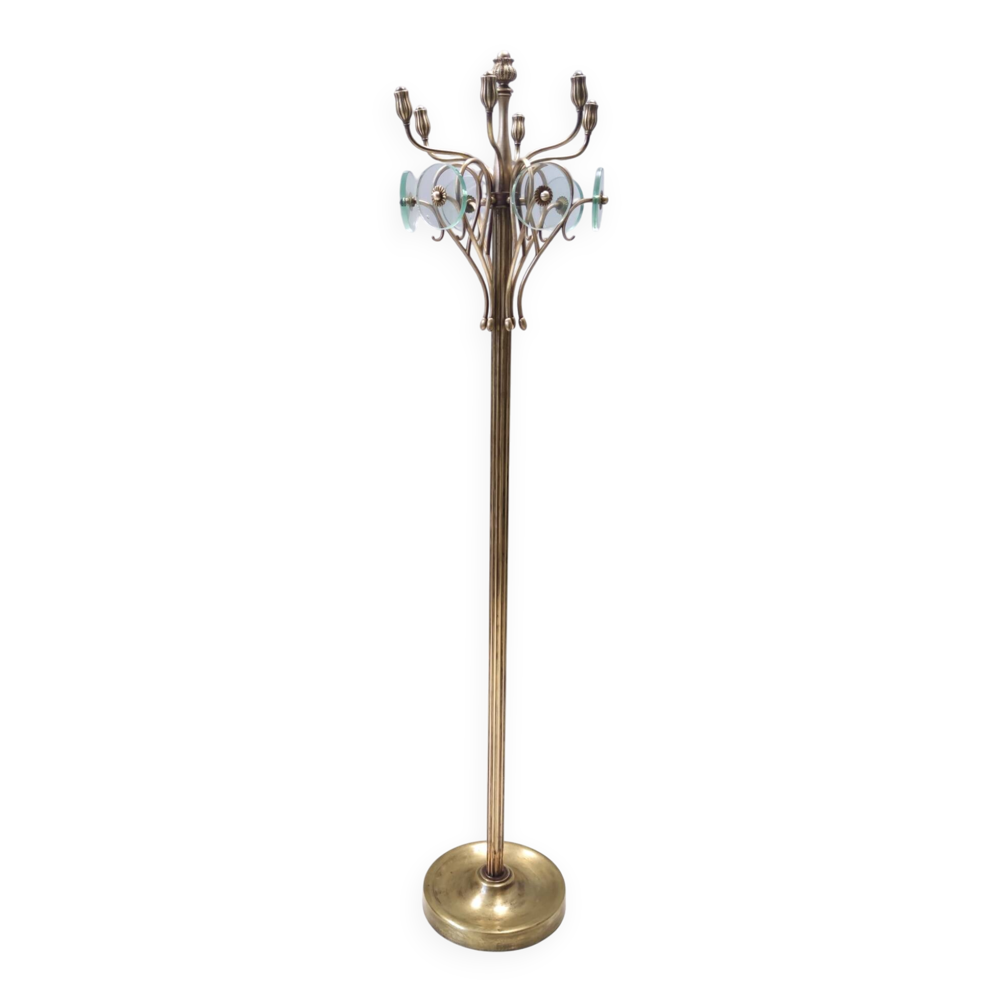 Brass and Glass Revolving Coat Rack, Italy