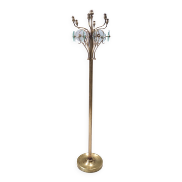 Brass and Glass Revolving Coat Rack, Italy