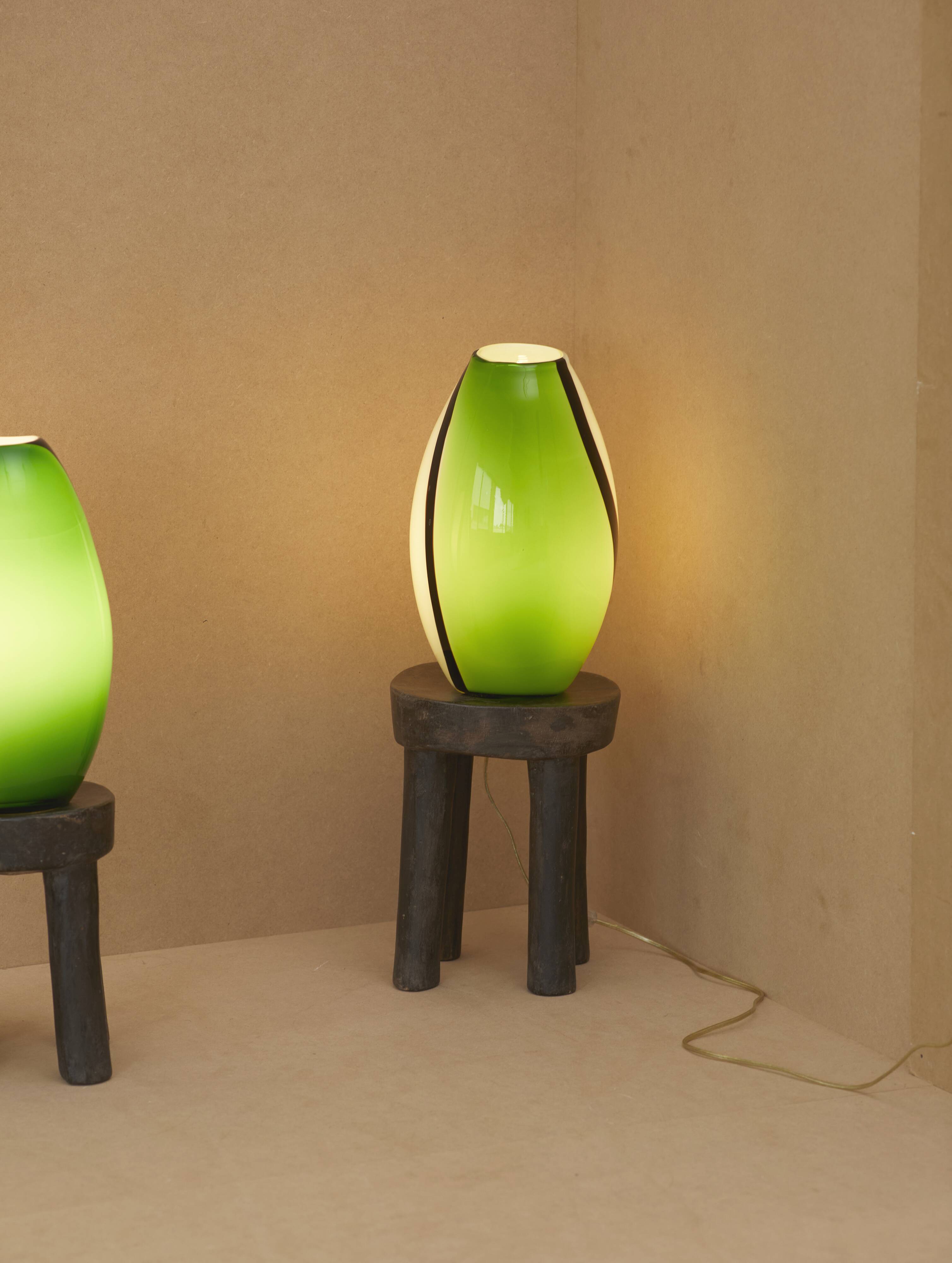 2 large Eglo Empori model lamps in vintage Murano glass Circa 1990