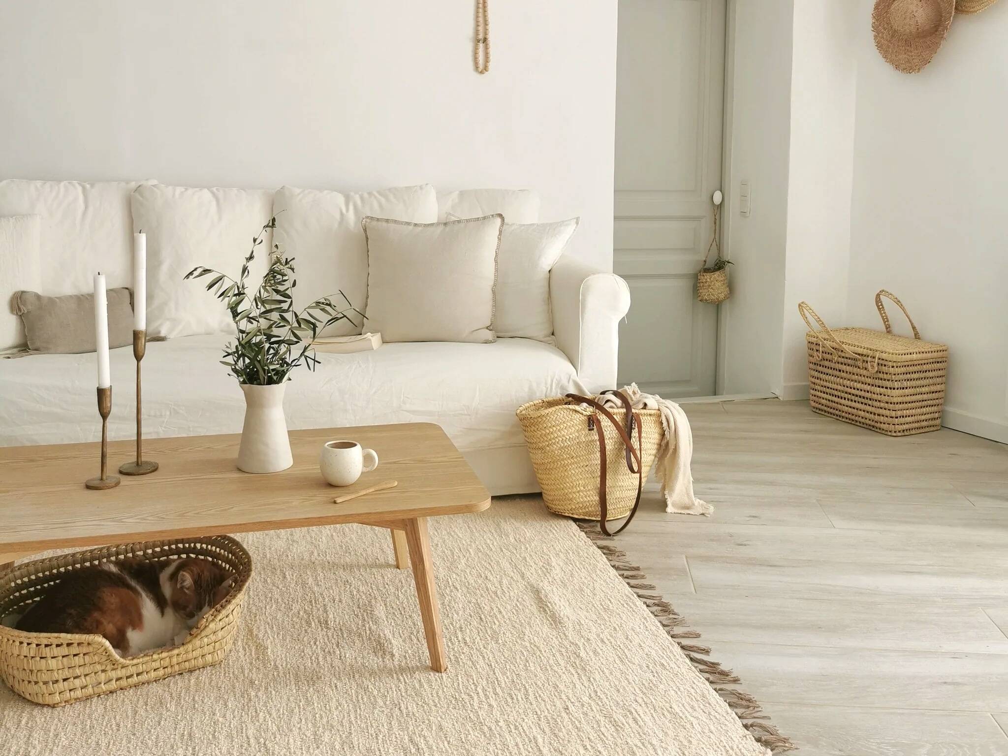 Tapis en coton recycle ecru 150 x 100 cm