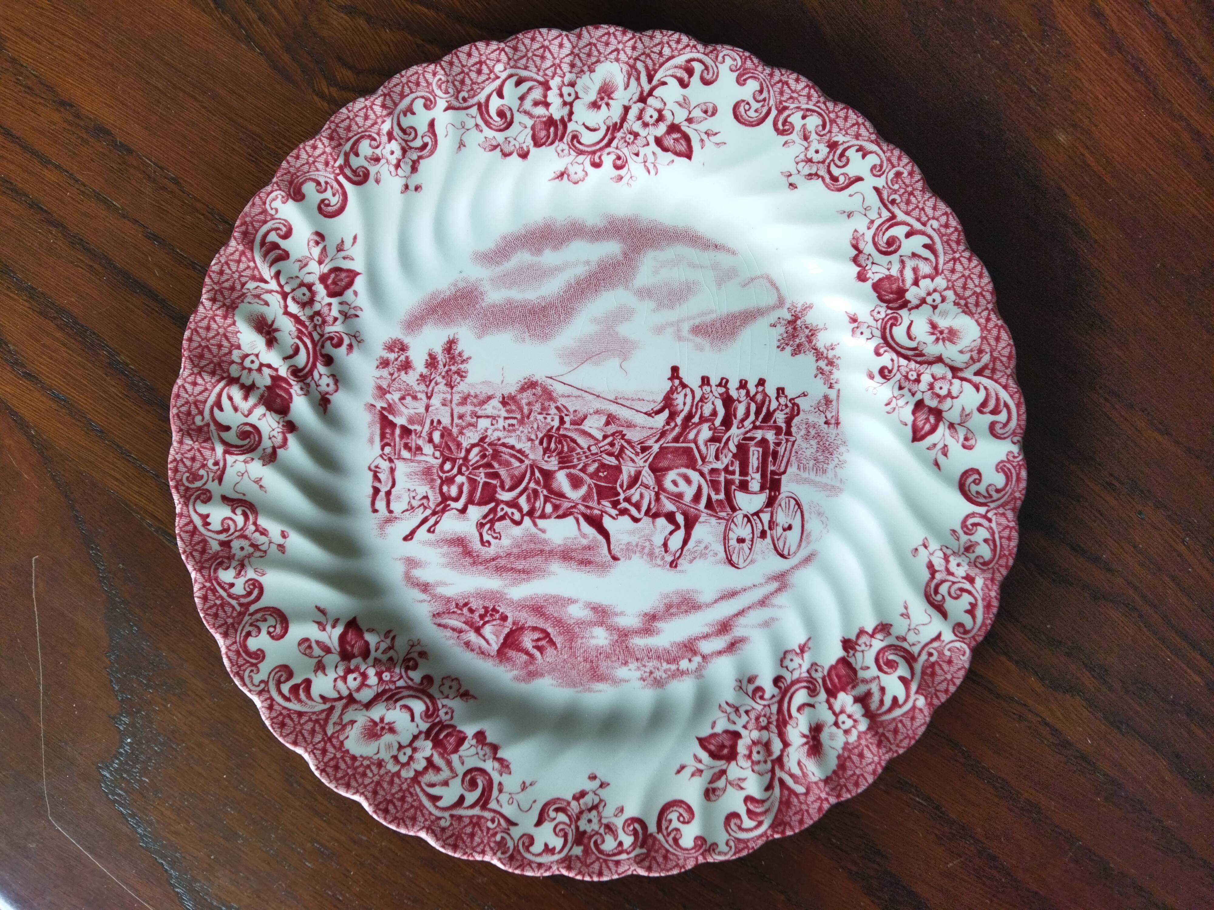8 Johnson Bros "Coaching Scenes" English dessert plates
