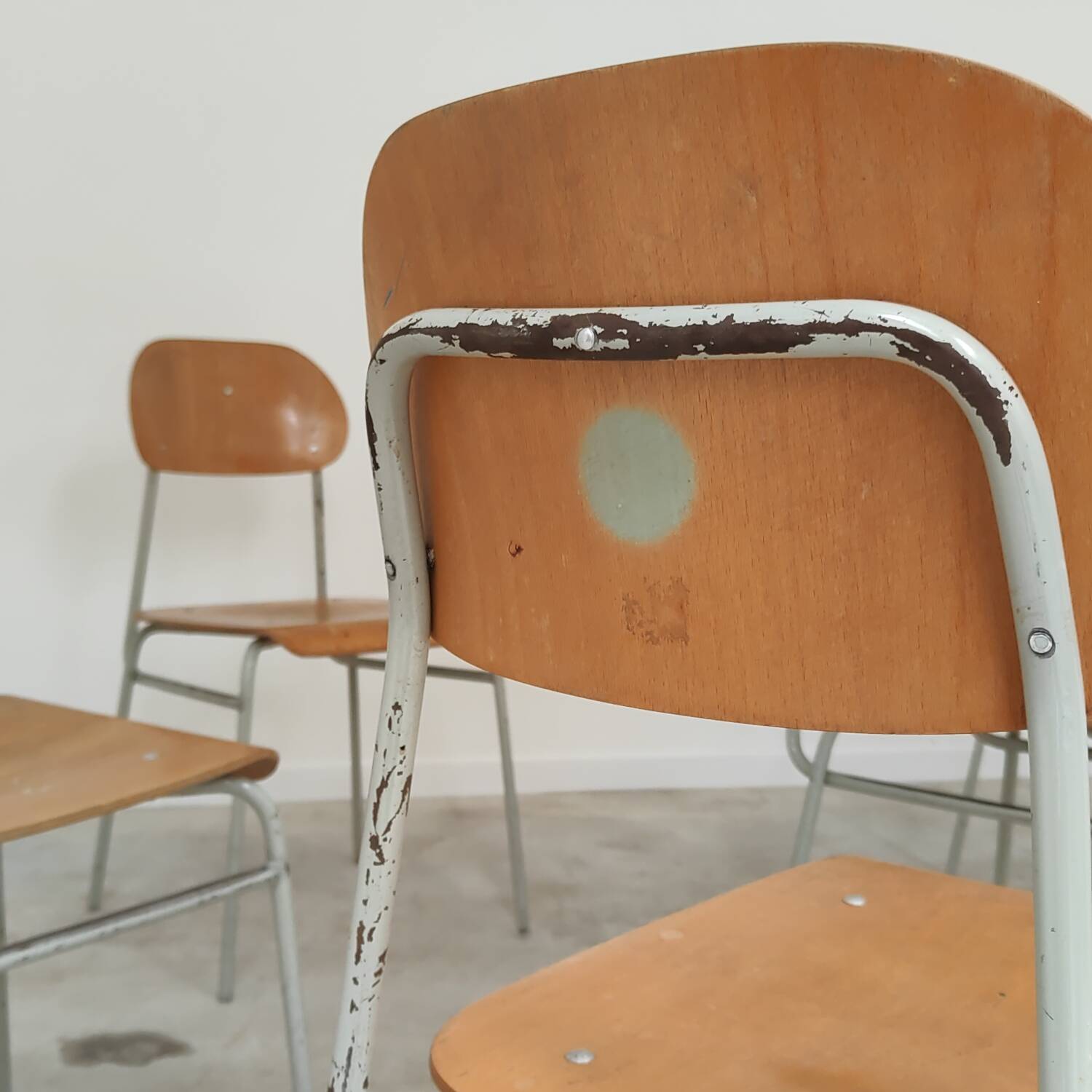Set of 6 Czech school chairs from the 60s
