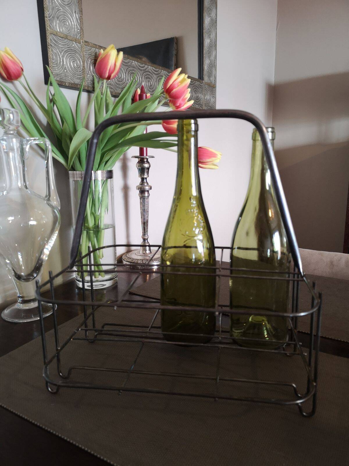 Metal bottle holder basket - 1950s