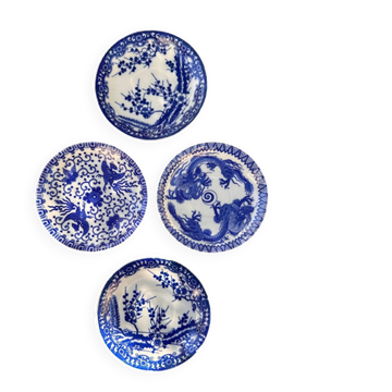 Petites assiettes Vintage made in Japan en Porcelaine Bleue & Blanche