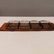 Teak Cabaret tray with four smoke coloured glass bowls, Danish and produced by Wiggers 1970s.