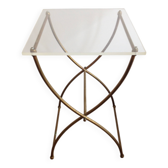 Vintage brass and plexiglass side table