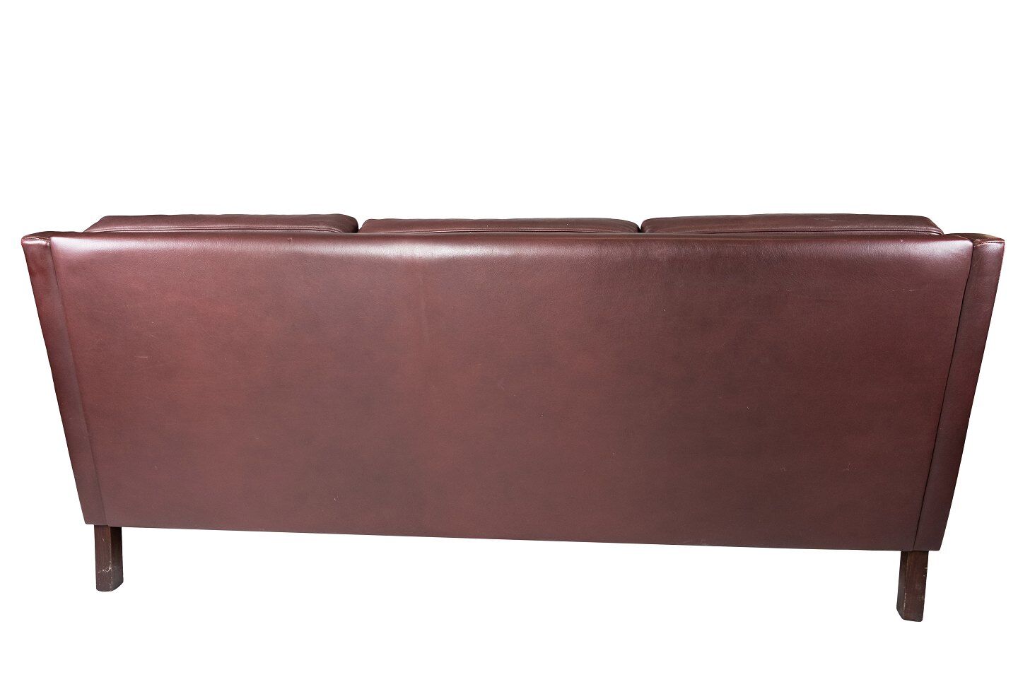 Three seater sofa, with red brown leather by Stouby Furniture from the 1960s