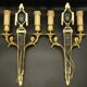 Pair of large Louis XVI style wall lights from the 19th century - gilded bronze