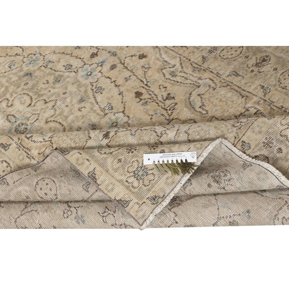 Vintage Turkish Handknotted Wool Rug. Beige Area Carpet for Cozy Farmhouse Interiors