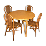 Table set and 4 rattan chairs