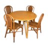 Ensemble table et 4 chaises rotin