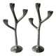Pair of Italian cast aluminum candlesticks 1970
