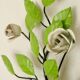 Pair of vintage green metal wall sconces – leaf-shaped