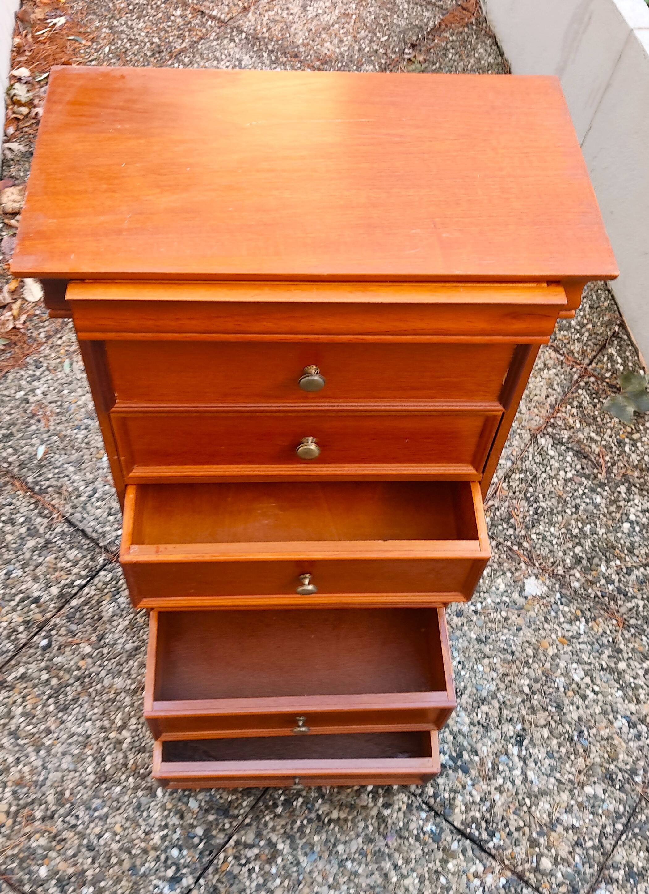 Weekly organizer in solid cherry, 7 drawers, classic Louis Philippe style