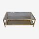 Gold metal coffee table with two glass and mirror trays 70