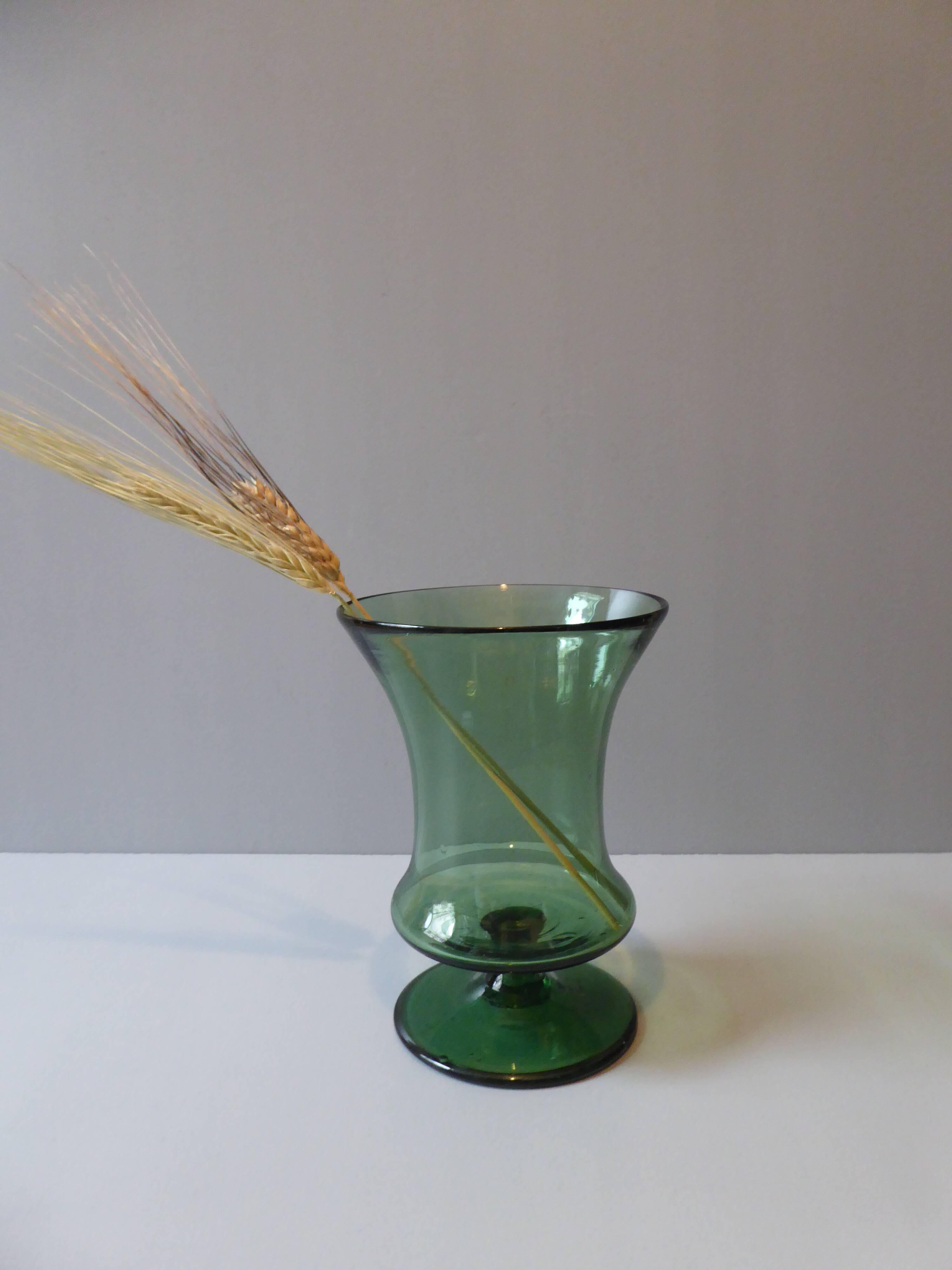 Green blown glass vase