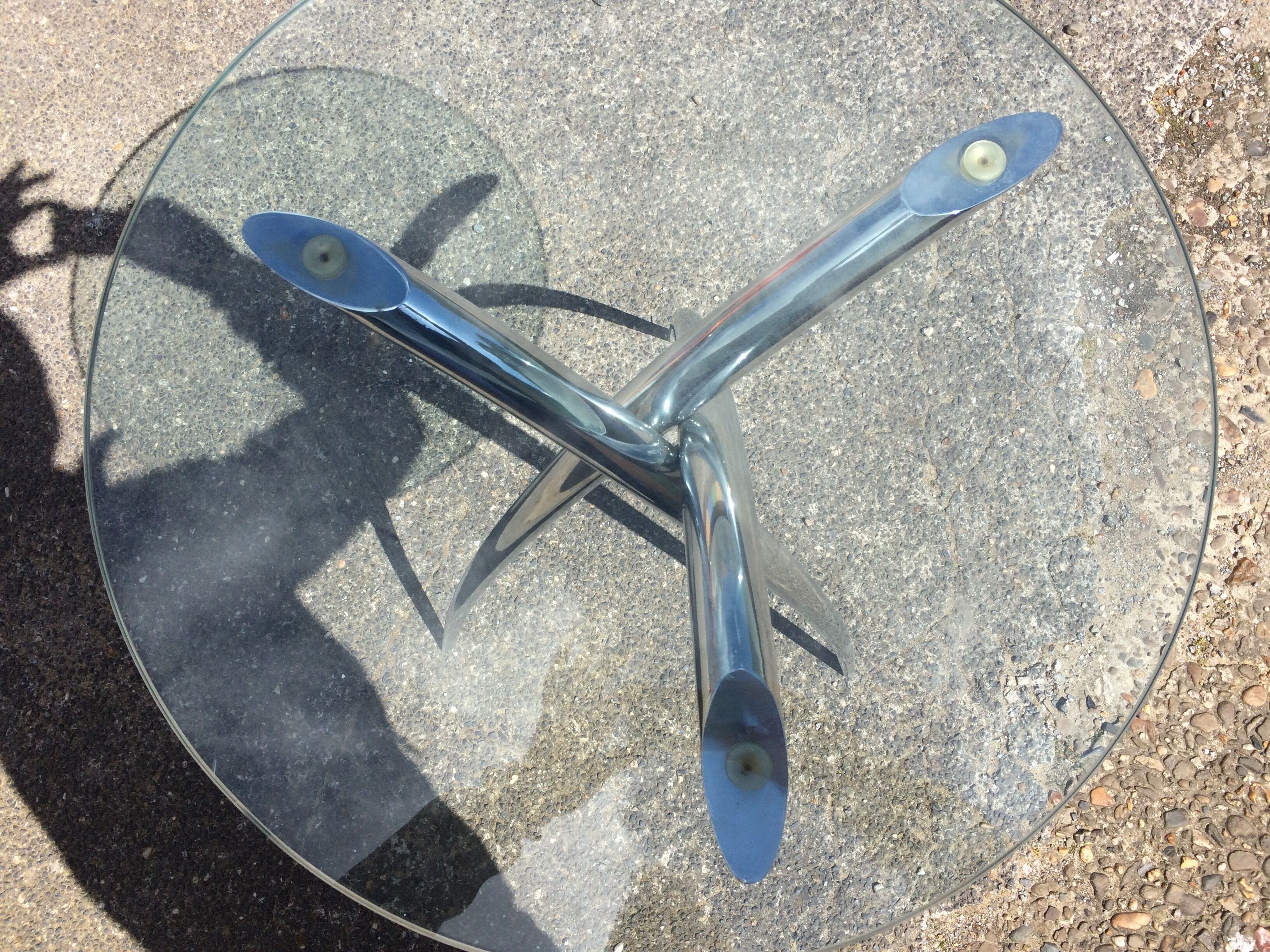 Side table, chrome glass tablet 1980s