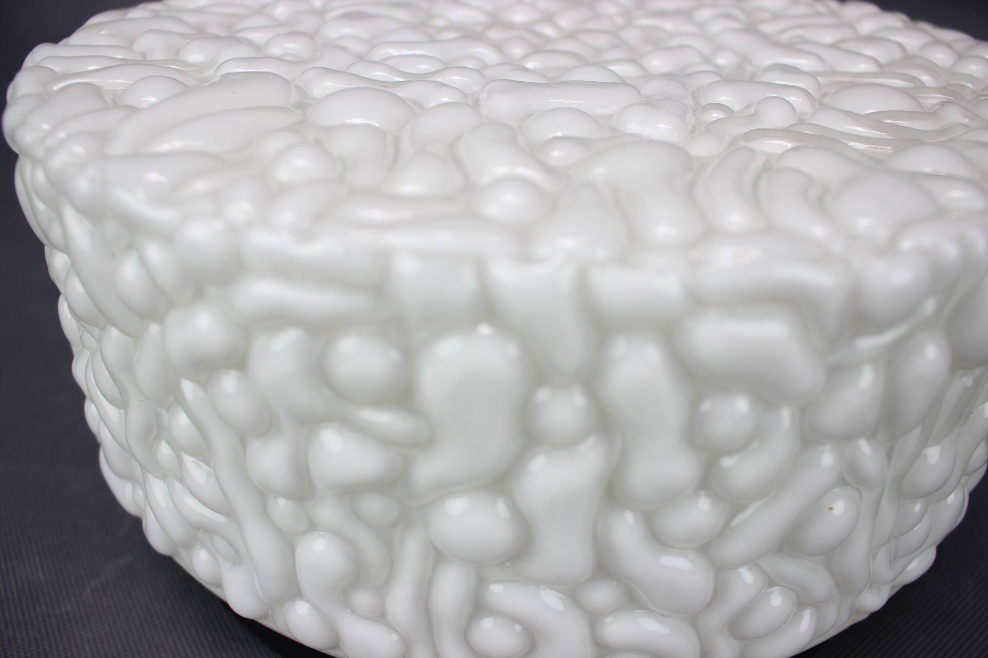 Textured milky glass ceiling light from the mid-century, Czechoslovakia, 1960s.