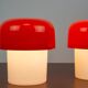 Set of 2 Space Age Orange Meblo Mushroom Table Lamps, Guzzini, 1970s