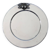 Plateau de service rond vintage métal argenté cerises en relief
