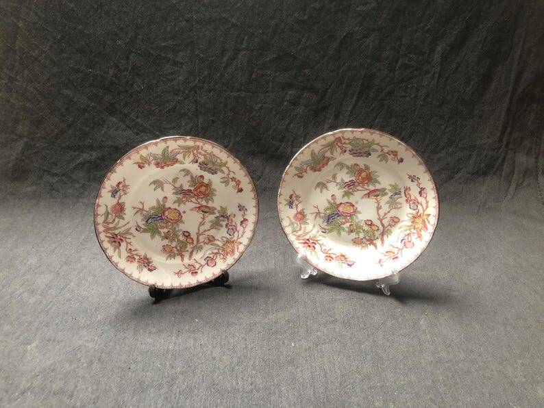 Sarreguemines Dessert Plates: Hand-Painted Chinoiserie Decor, 19th Century