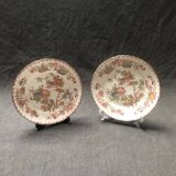 Sarreguemines Dessert Plates: Hand-Painted Chinoiserie Decor, 19th Century