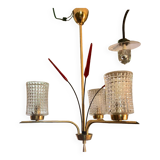 Lustre vintage en laiton et cristal