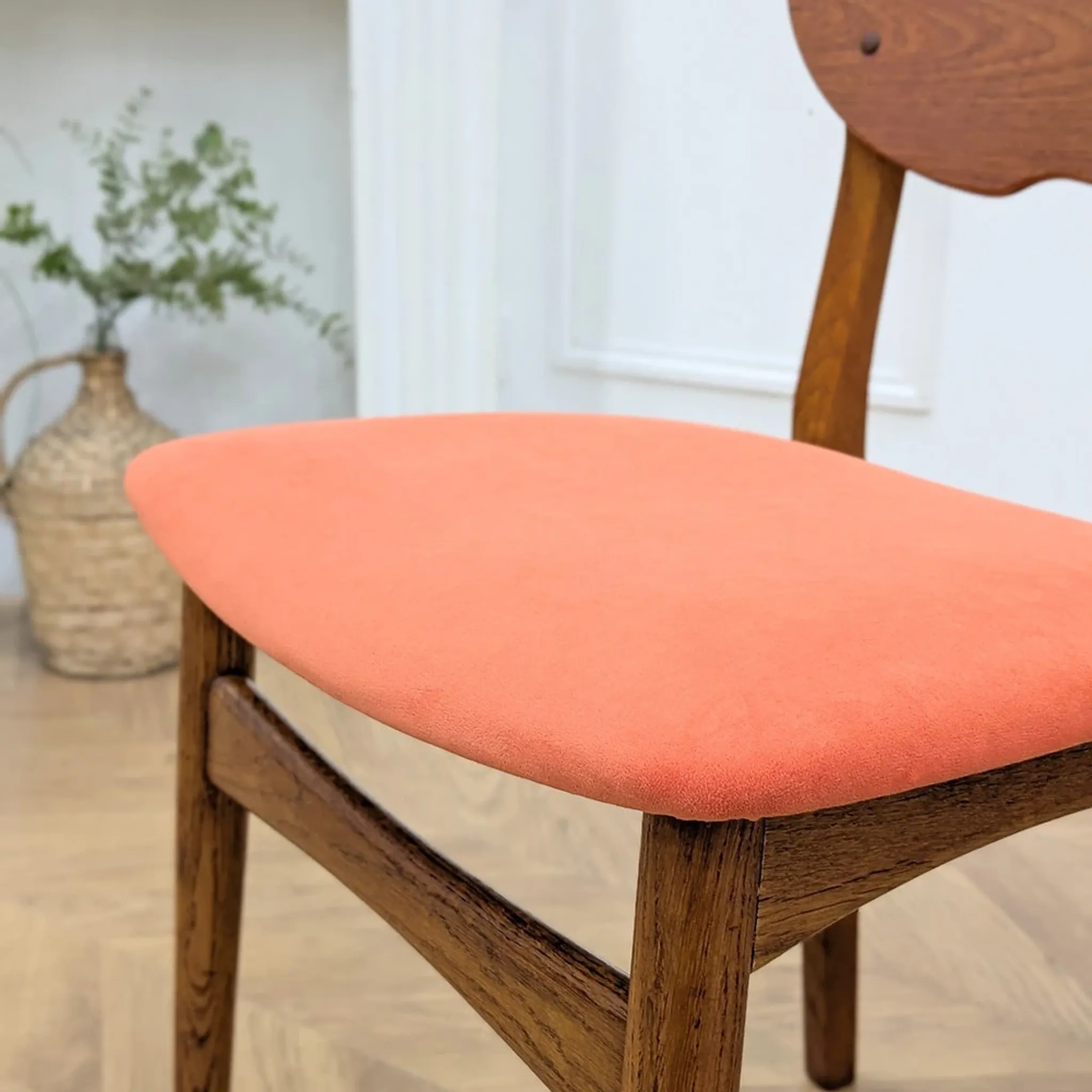 Scandinavian chair wood & vintage orange