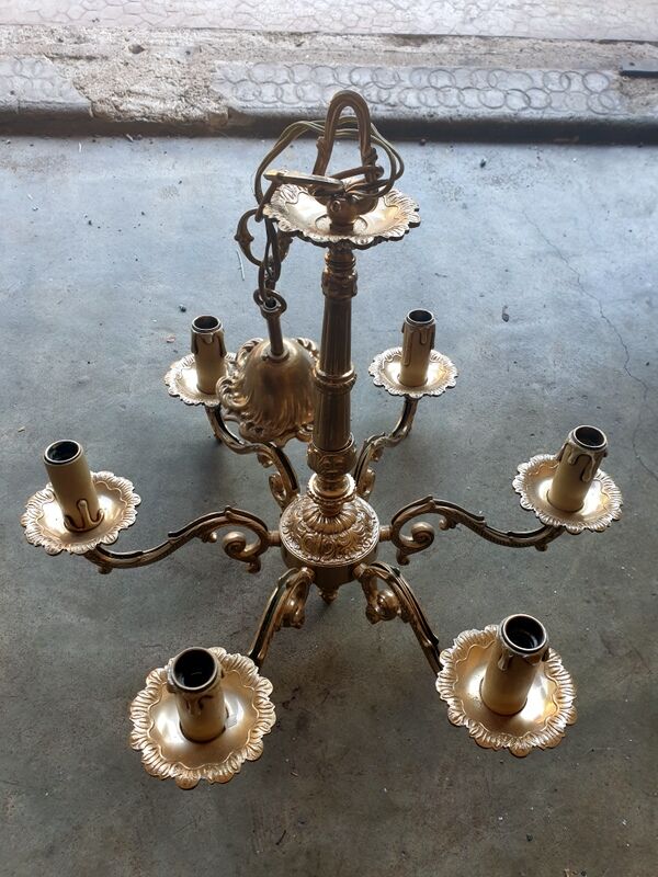 Louis XV-style bronze chandelier - Rococo - 6 branches