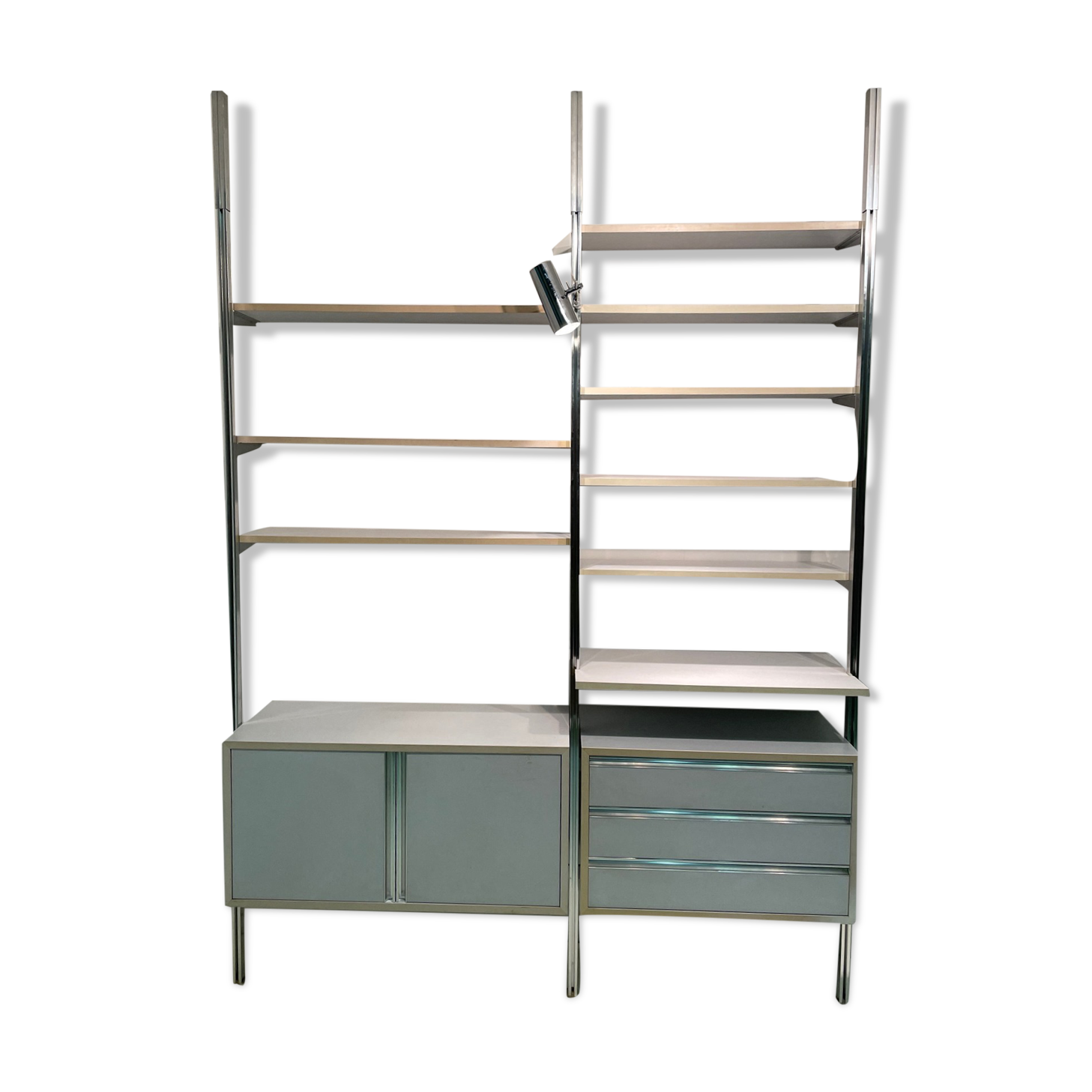 Modular library floor/ceiling buffet & chest of drawers