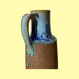 Blue Dripping Ceramic Pottery Made In Denmark | Beautiful Vintage Ceramic Vase - Unique Handmade