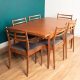 G Plan Two Leaf Extending Dining Table & Six Chairs Seats 6-10