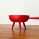 Mid-Century Modern Red Tripod Bowl in Wood from Paavo Asikainen, Finland, 1960s