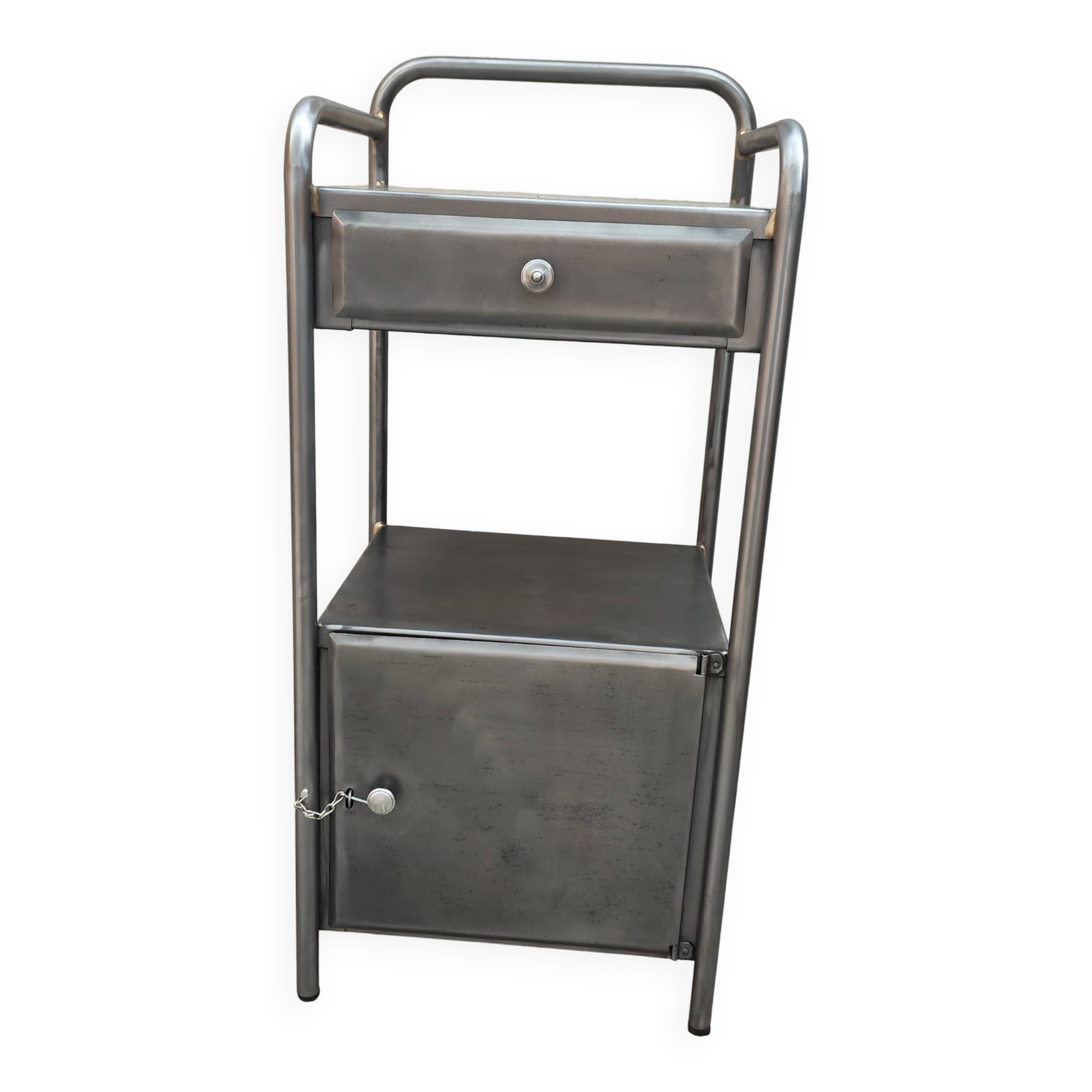 old metal medical bedside table circa 1930/40