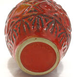 Superb pair of red vases by Bodo Mans for Bay 1960-1970's