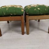 Pair of vintage oak poufs