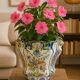 Cache-pot en faïence française polychrome – Décor floral et papillons