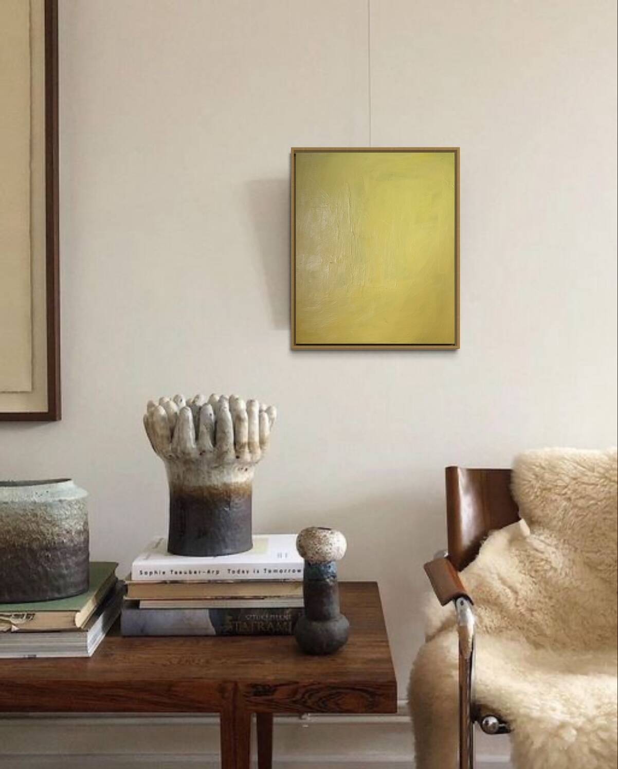 Abstract contemporary monochrome yellow background