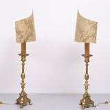 Grands chandeliers d'autel en laiton hollandais du XVIIIe siècle. Lampadaires.