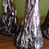 Handmade chrome candlestick with inlaid stones