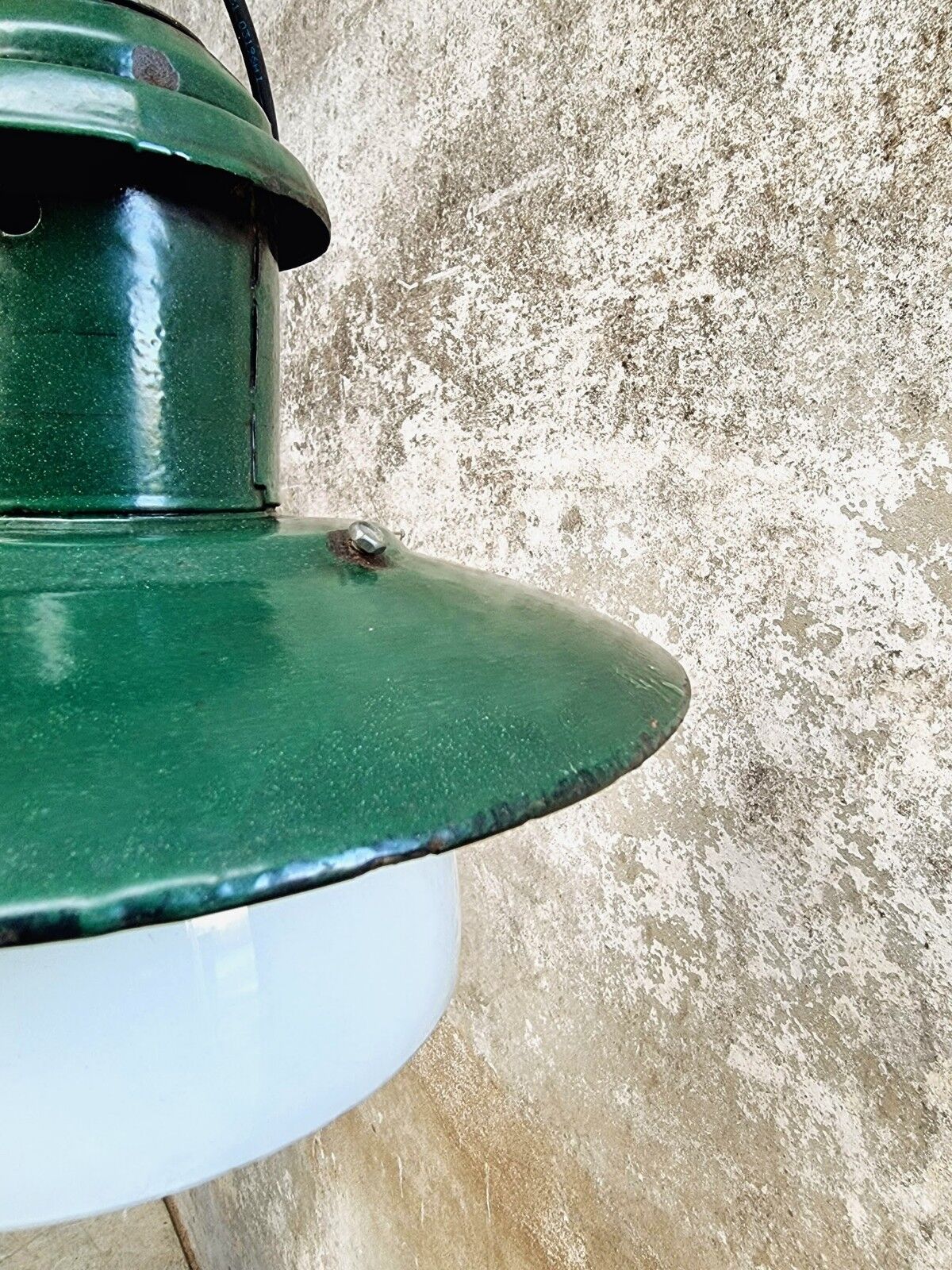 Vintage street lamp green enamel with glass