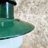 Vintage street lamp green enamel with glass