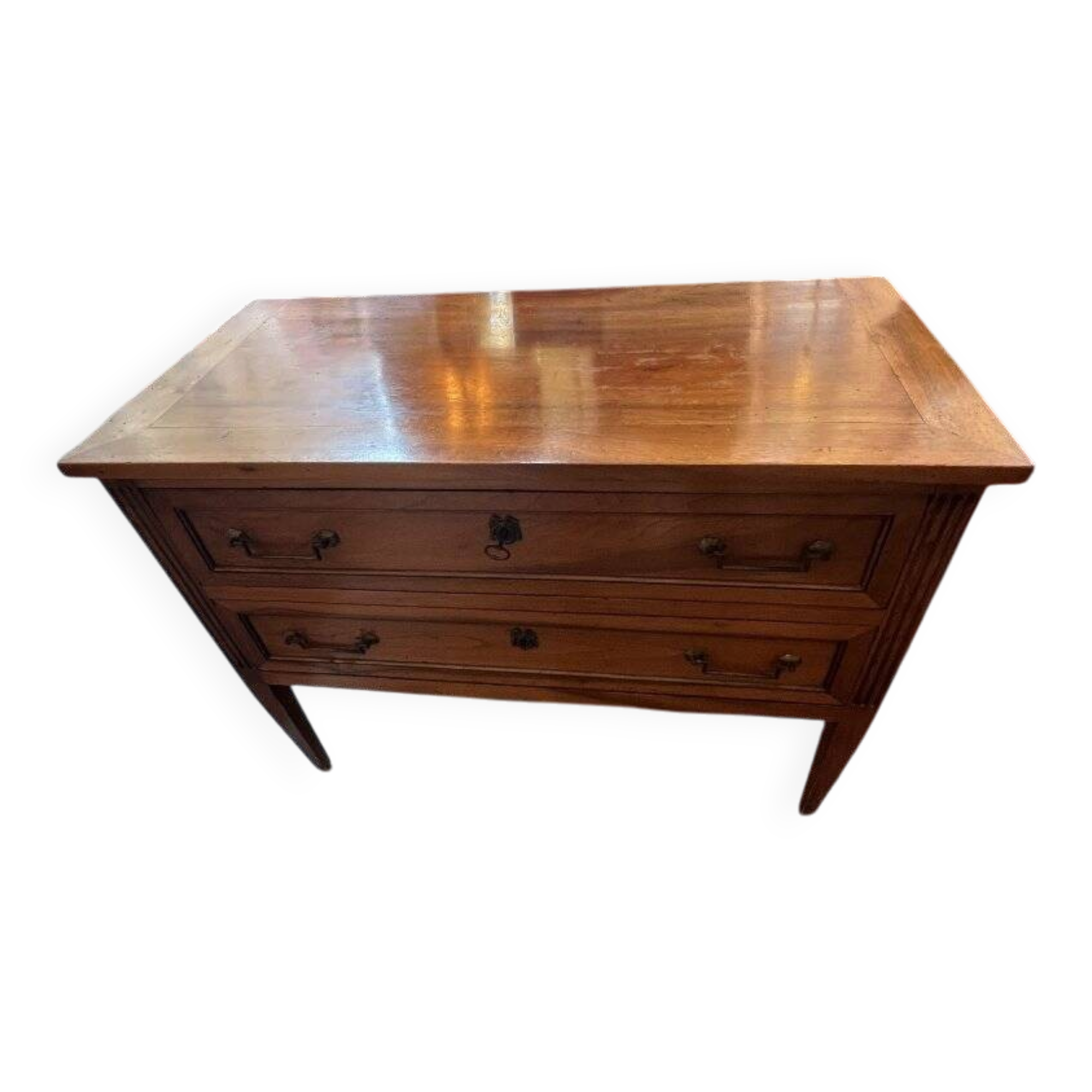 Louis XVI jump commode, 18th century, made of solid walnut.