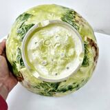 Vintage Draining Salad Bowl Signed GV In Grape Vine Leaf Barbotine