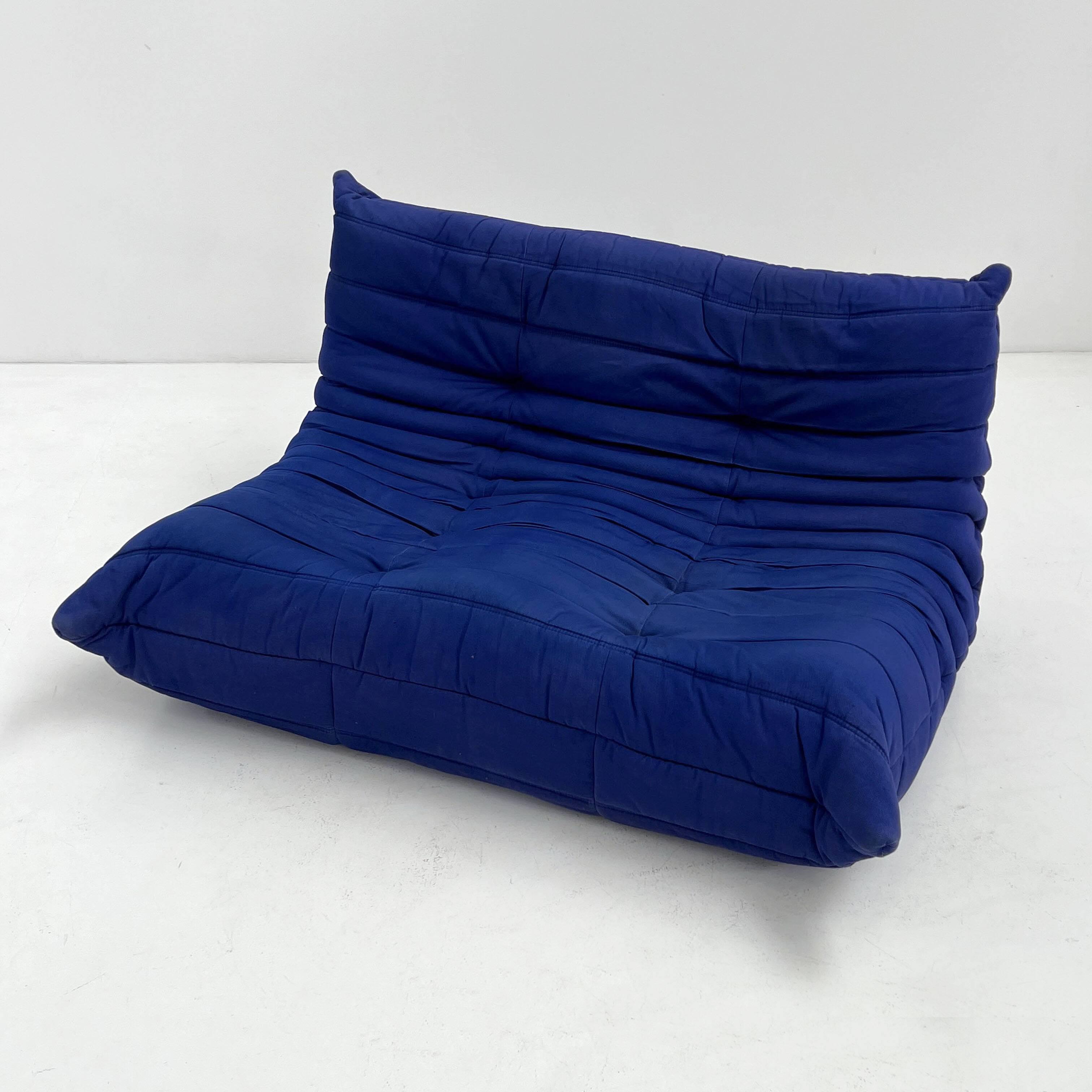 Togo 2 royal blue chairs by Michel Ducaroy for Ligne Roset, 1970