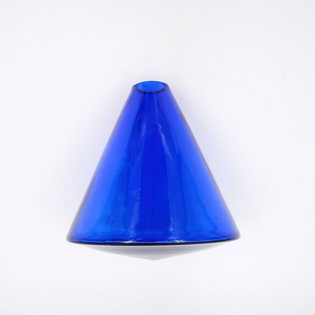 Cobalt blue glass spinning top vase - Salviati Murano